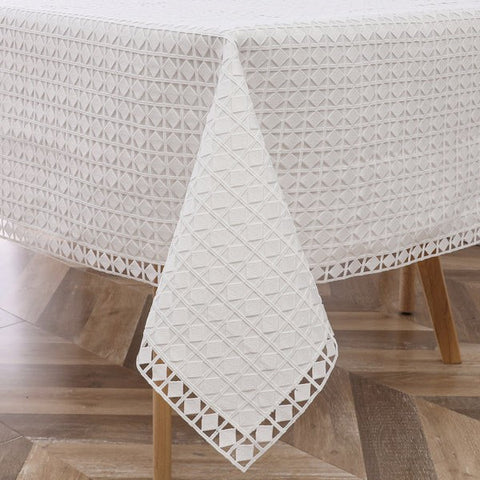 MG-1726L WHITE LACE 70'X180' TABLECLOTH