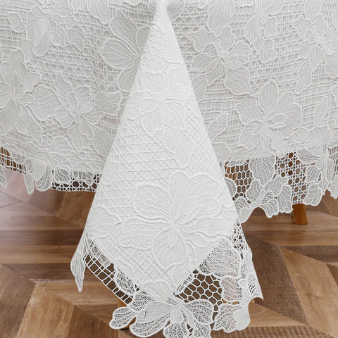 MG-1731 WHITE LACE FLOWER TABLECLOTH 90'