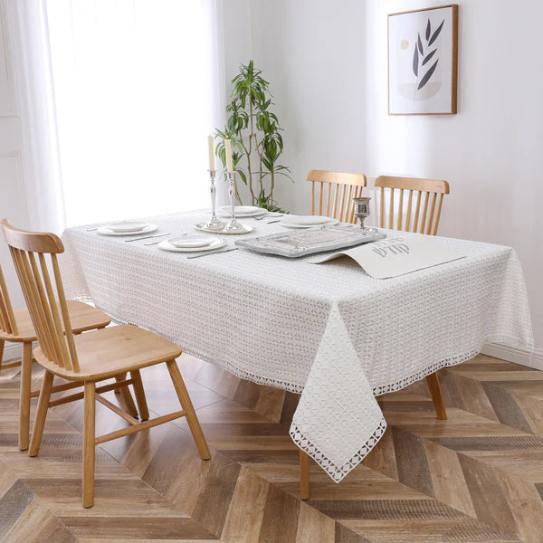 MG-1726L WHITE LACE 70'X180' TABLECLOTH