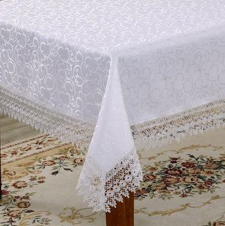 VLT-FLOWER BOW WHITE TABLECLOTH