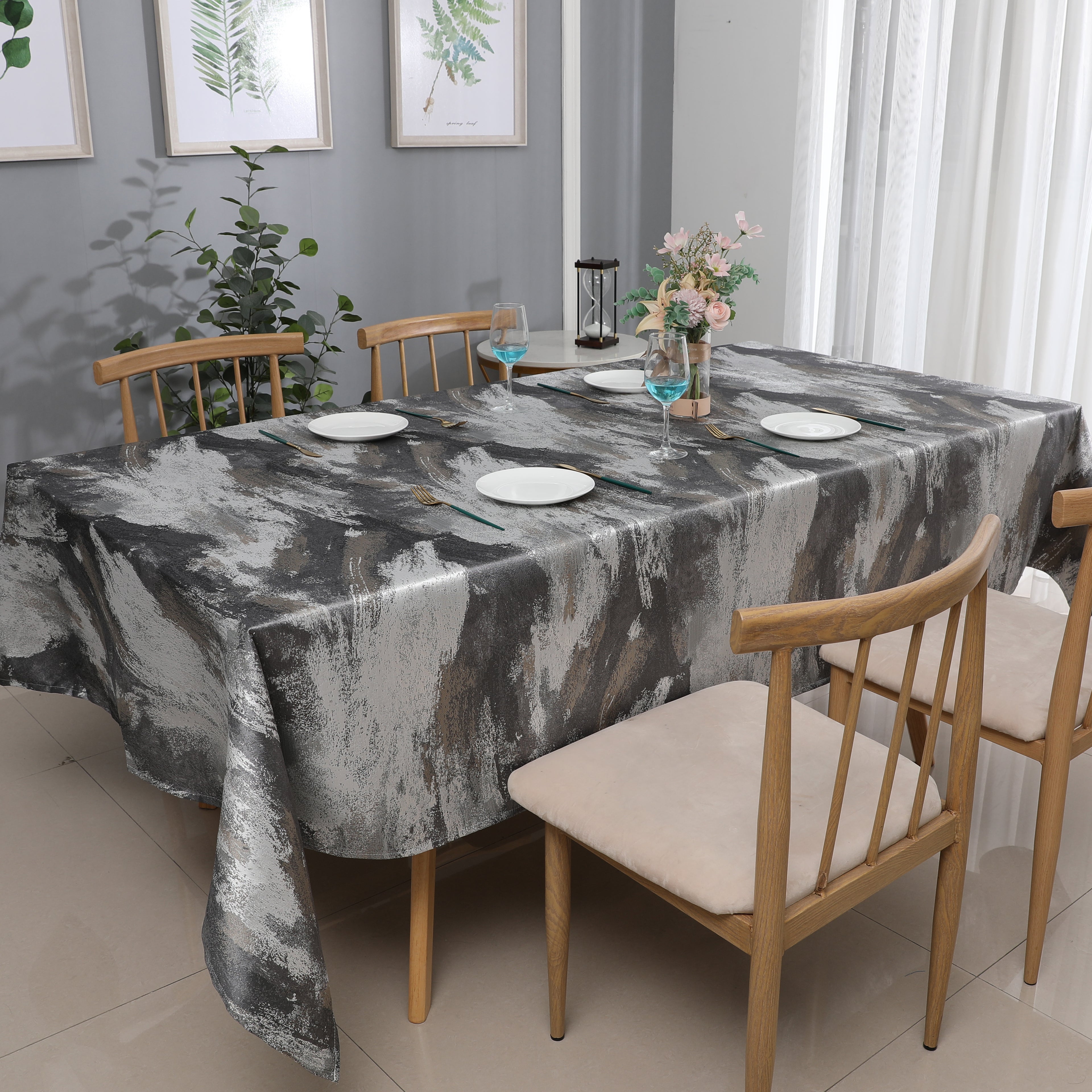 MG-1200 SILVER JACQUARD TABLECLOTH