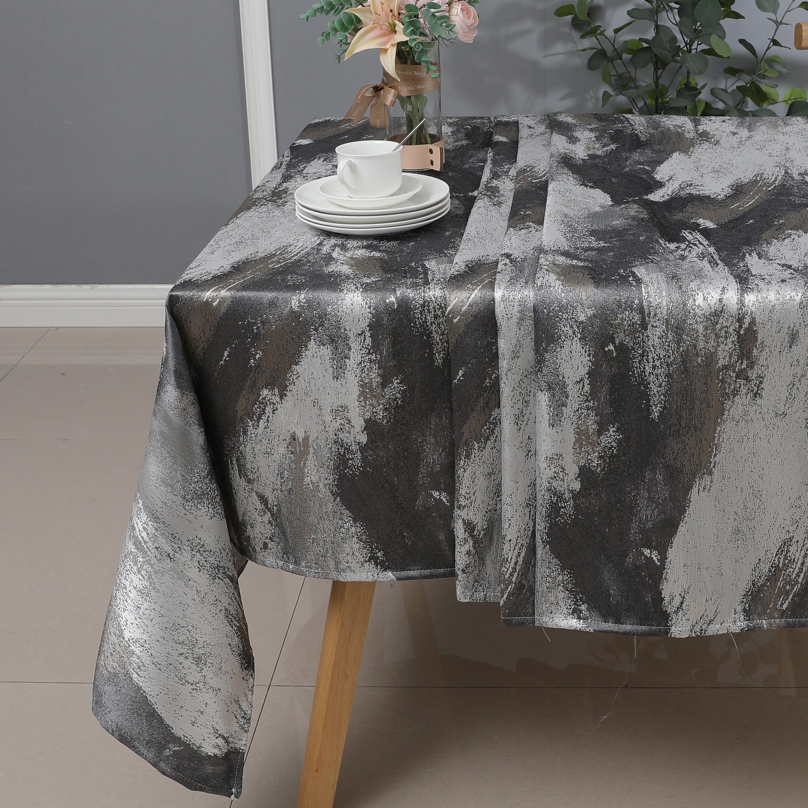 MG-1200 SILVER JACQUARD TABLECLOTH