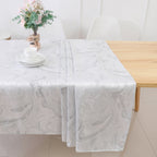 MG-1328 WHITE&SILVER WAVE TABLECLOTH