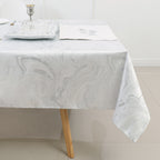 MG-1328 WHITE&SILVER WAVE TABLECLOTH