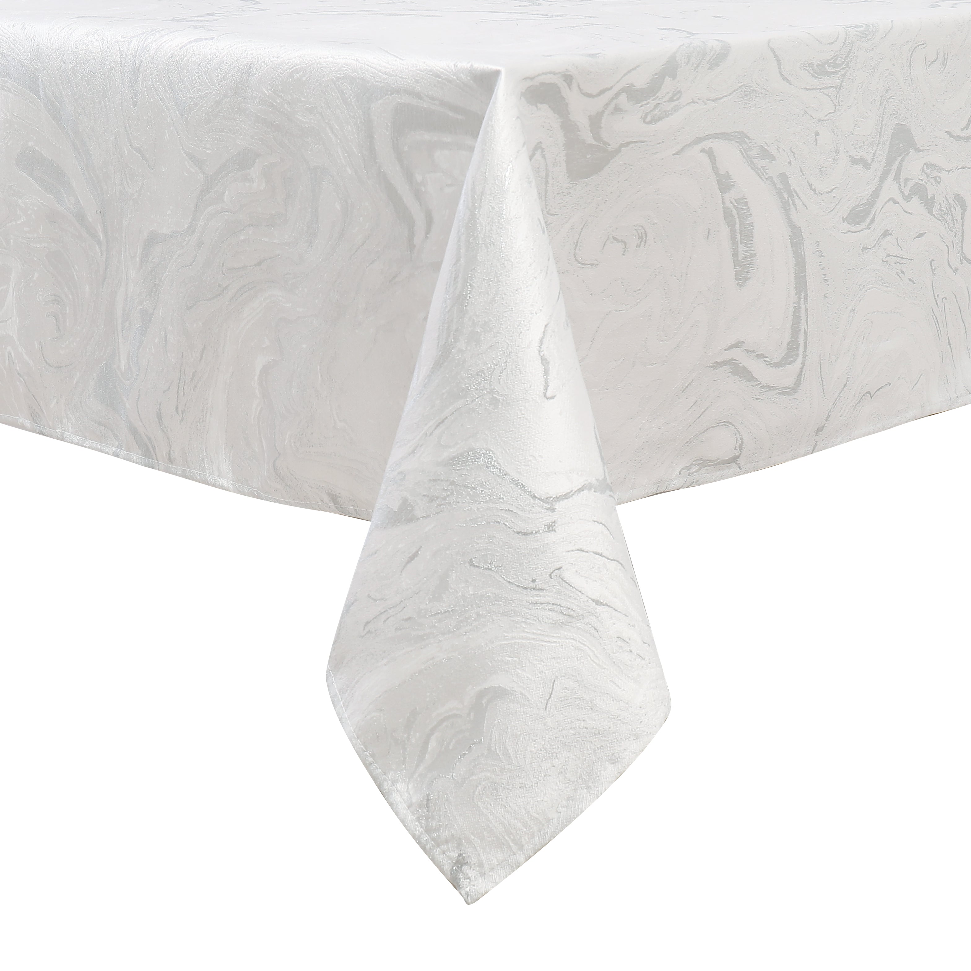 MG-1328 WHITE&SILVER WAVE TABLECLOTH