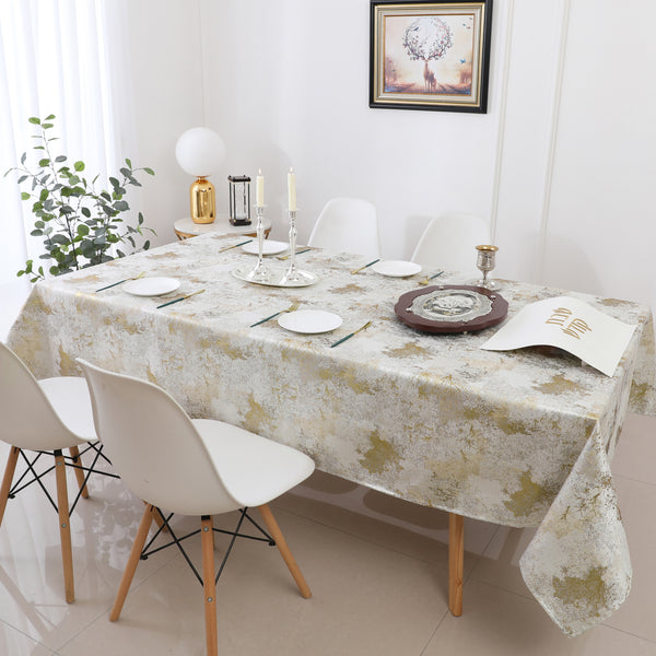 MG-1329 WHITE GOLD TREE TABLECLOTH