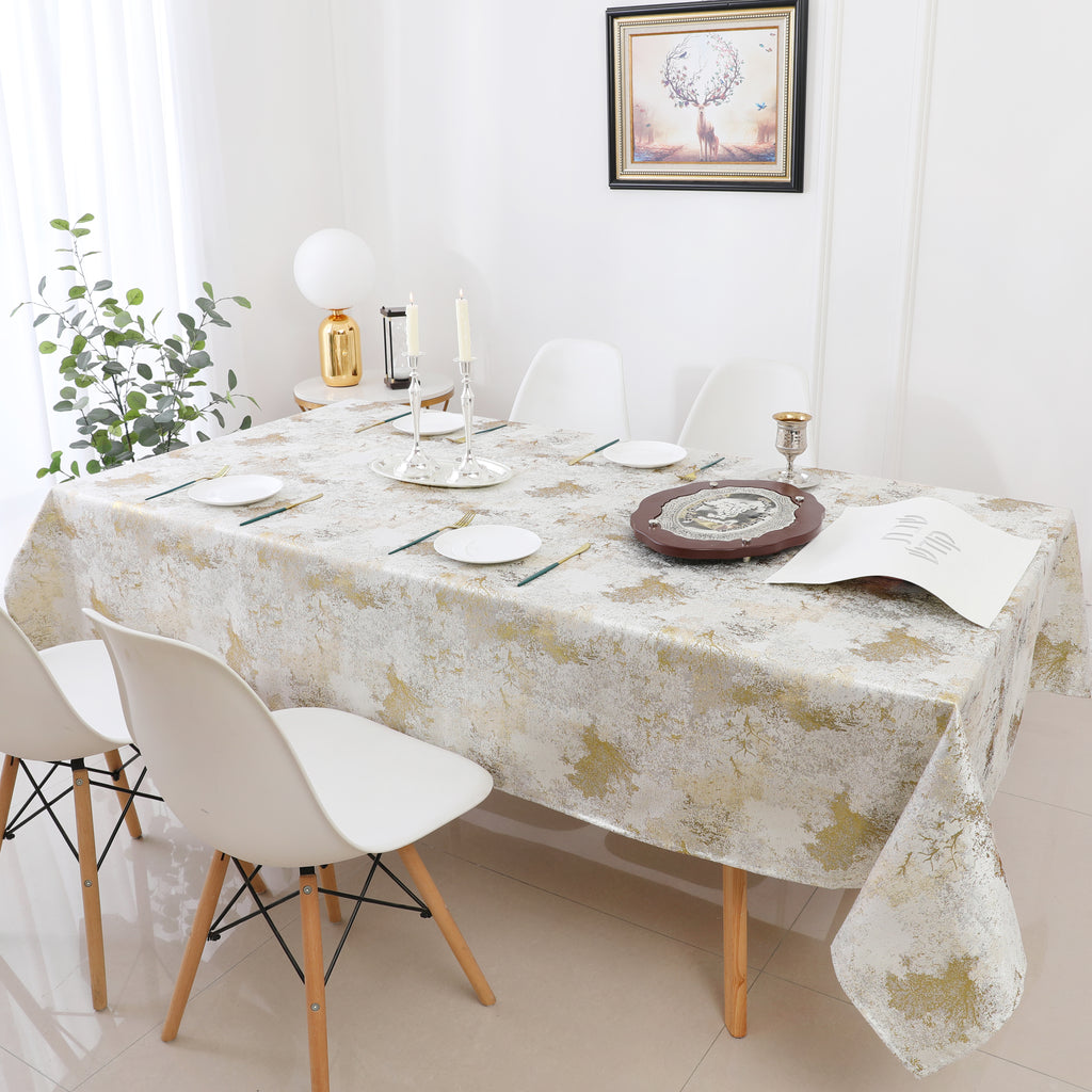 MG-1329 WHITE GOLD TREE TABLECLOTH