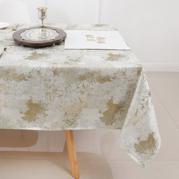MG-1329 WHITE GOLD TREE TABLECLOTH