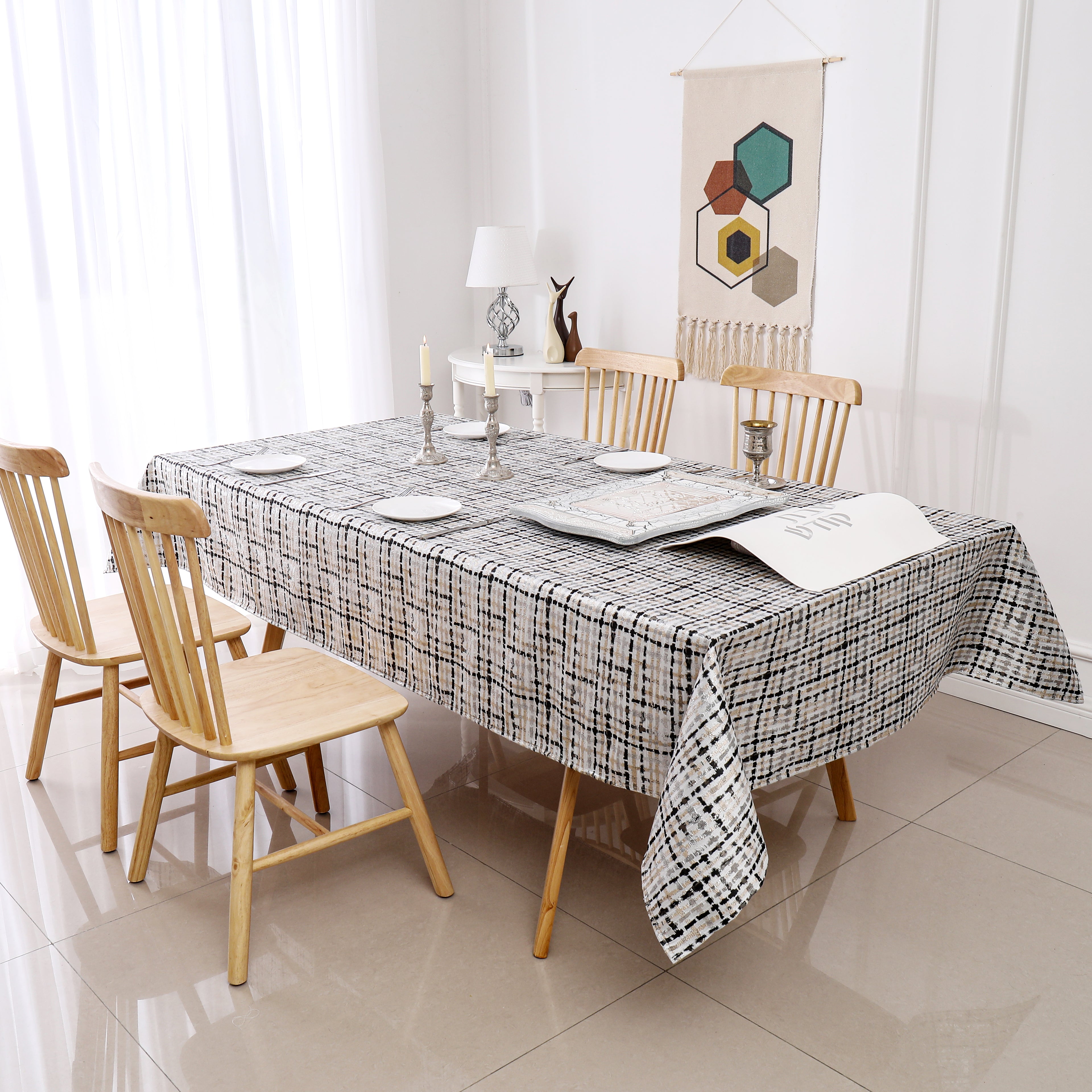 MG-1349 BLACK WEAVE TABLECLOTH