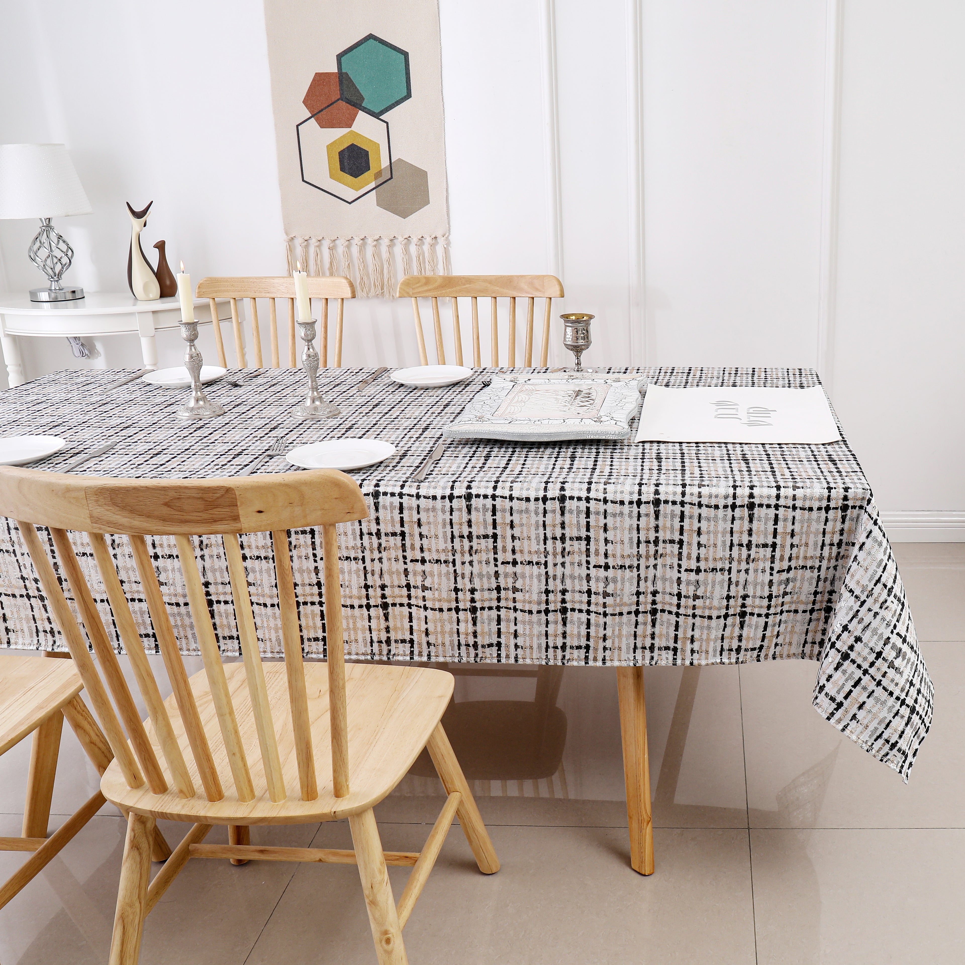 MG-1349 BLACK WEAVE TABLECLOTH