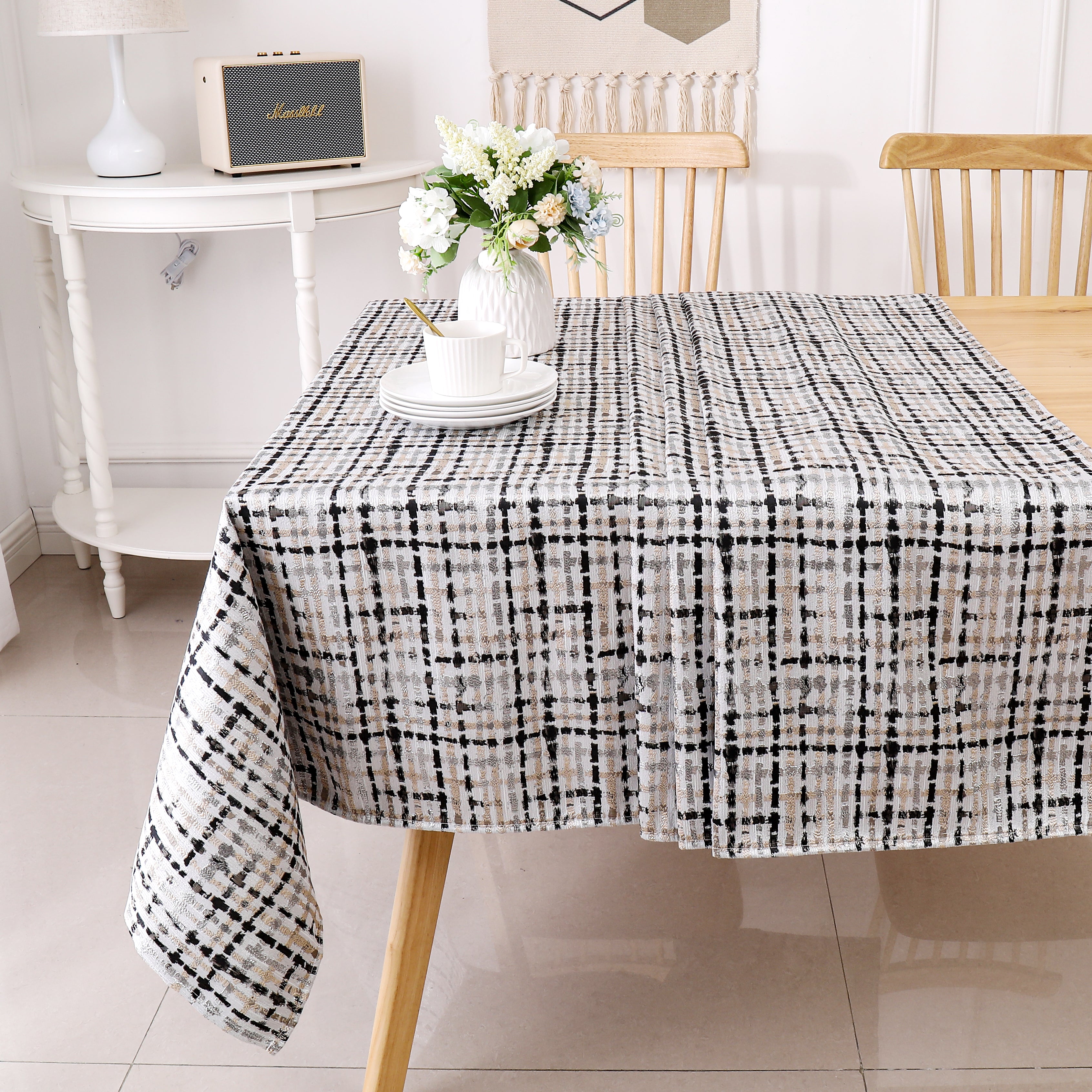 MG-1349 BLACK WEAVE TABLECLOTH