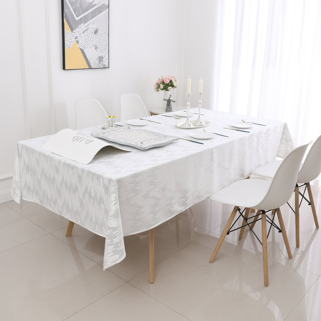 MG-1401 SILVER DOTTED VELVET 144' TABLECLOTH