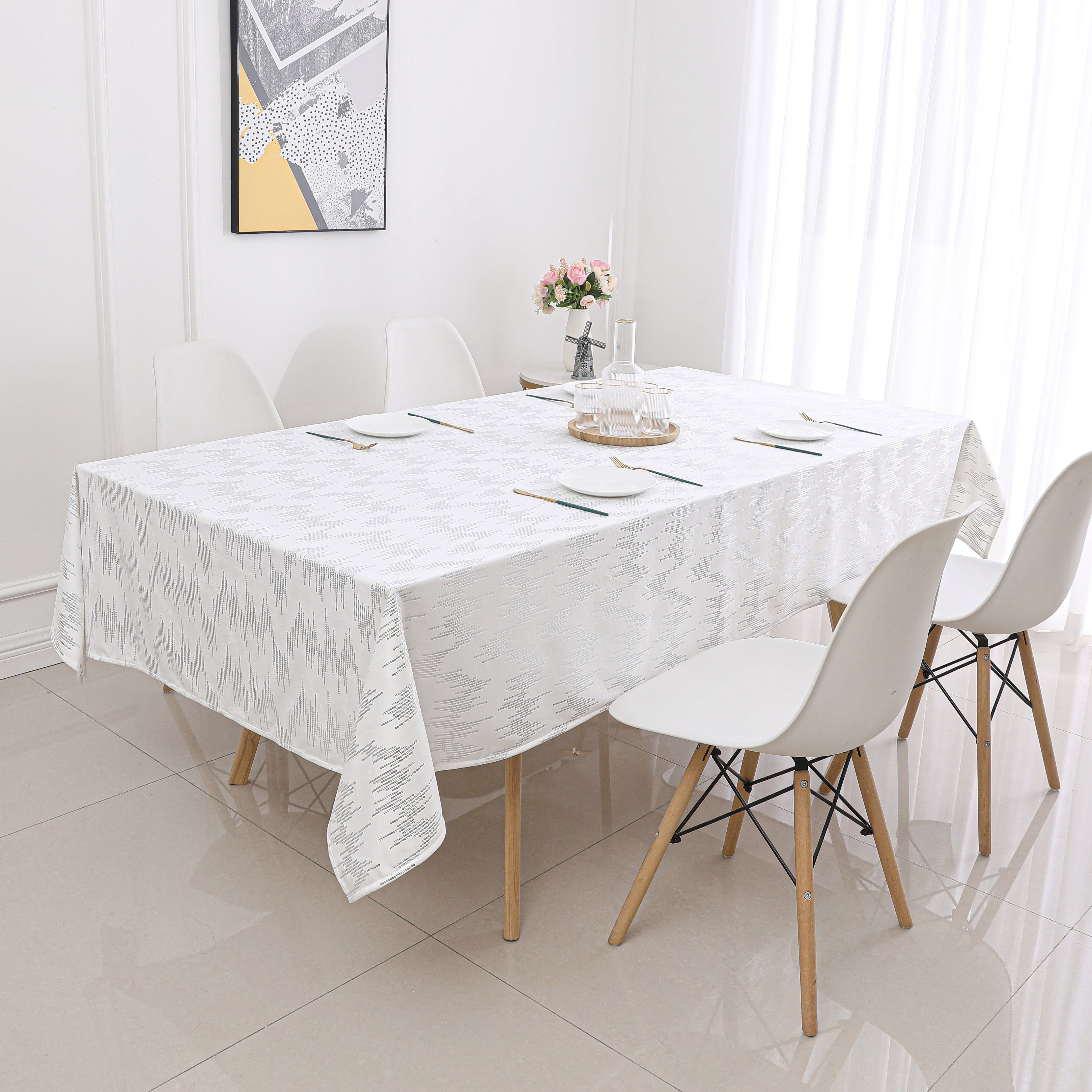 MG-1401 SILVER DOTTED VELVET 144' TABLECLOTH